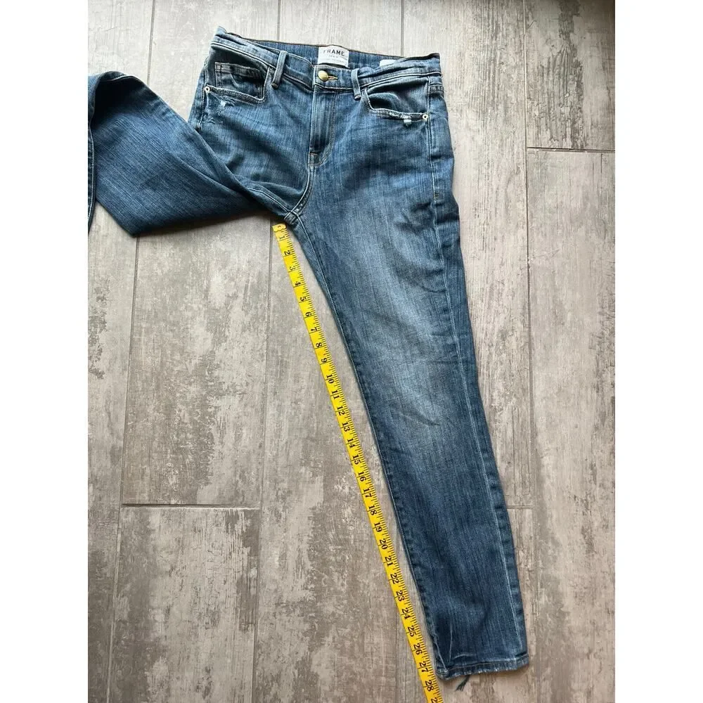 $240 FRAME LE BOY Distressed Boyfriend Jeans in Beckham Designer Mid Rise 27 - Picture 9 of 11